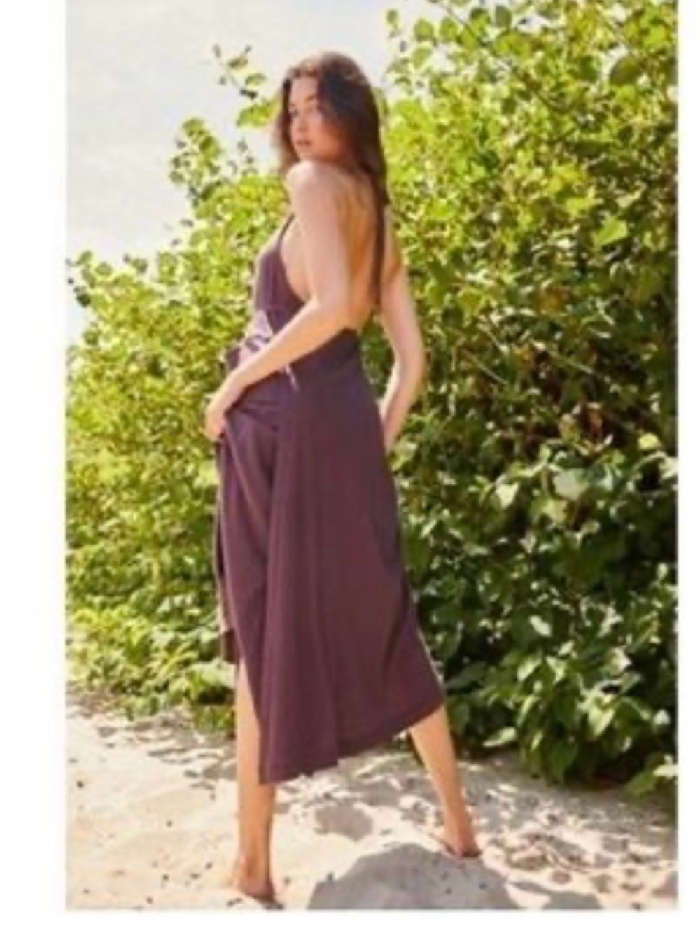 Free people beach special collection Halter Midi Dress in Deep Plum - Picture 3 of 3